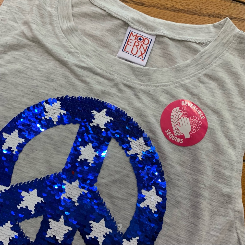 Reversible Sequin Patriotic Peace Sign Tank 4th of July🇺🇸🇺🇸🇺🇸 - Picture 6 of 9
